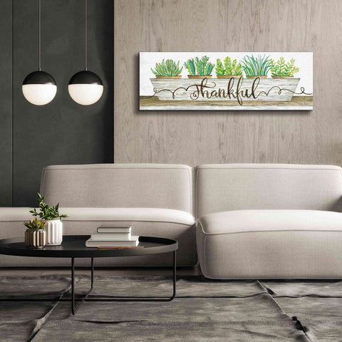 Image of 'Thankful Succulent Pots' by Cindy Jacobs, Canvas Wall Art,60 x 20