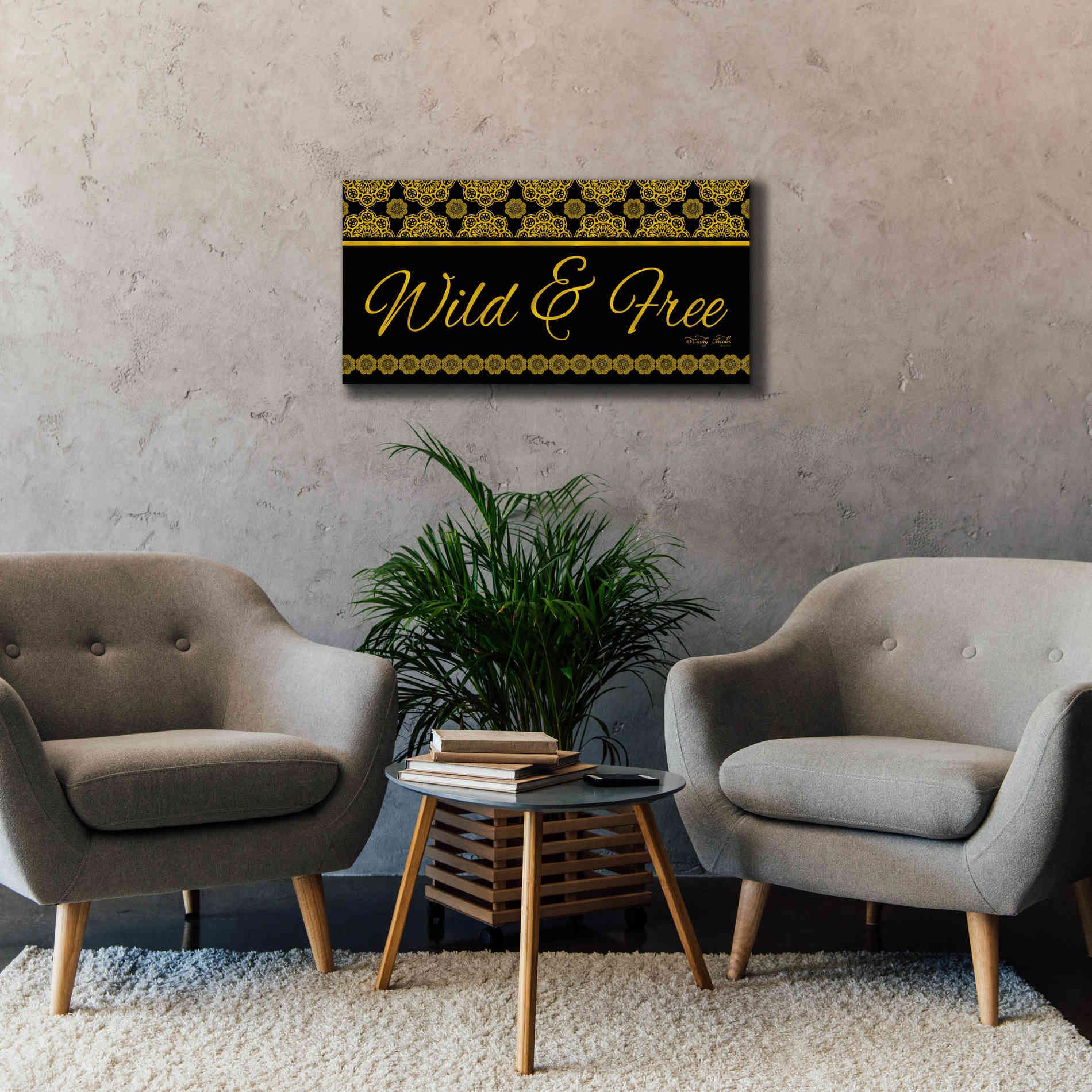 'Wild and Free Mandals' by Cindy Jacobs, Canvas Wall Art,40 x 20