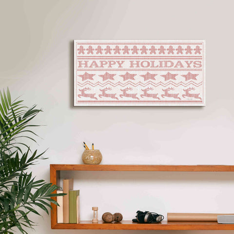 Image of 'Happy Holidays Stitchery' by Cindy Jacobs, Canvas Wall Art,24 x 12
