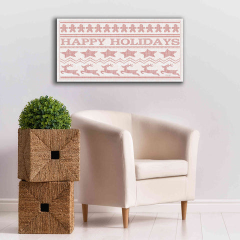 Image of 'Happy Holidays Stitchery' by Cindy Jacobs, Canvas Wall Art,40 x 20