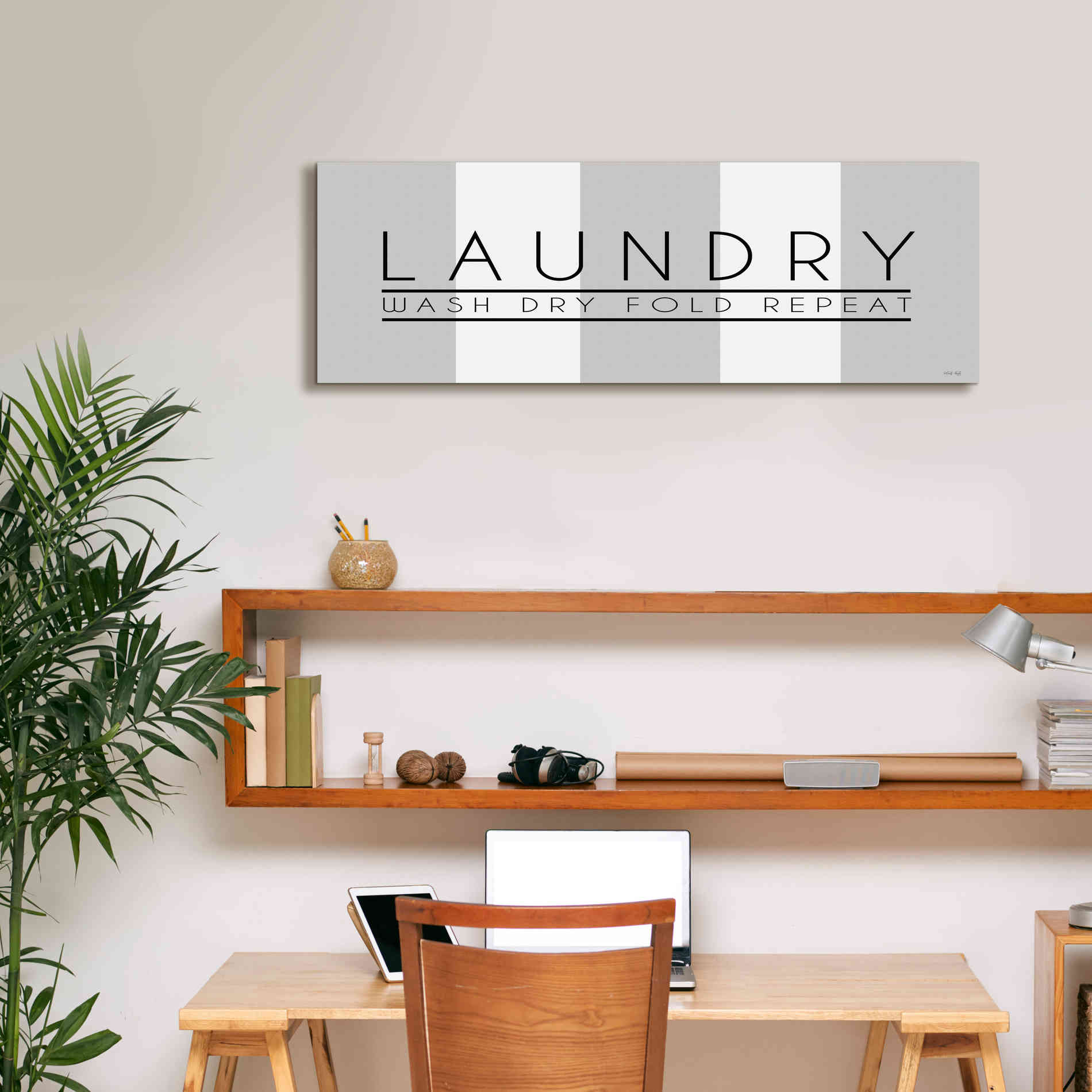 'Laundry - Wash, Dry, Fold, Repeat 1' by Cindy Jacobs, Canvas Wall Art,36 x 12