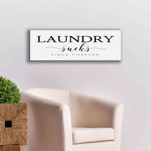 'Laundry Sucks' by Cindy Jacobs, Canvas Wall Art,36 x 12