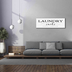 'Laundry Sucks' by Cindy Jacobs, Canvas Wall Art,60 x 20
