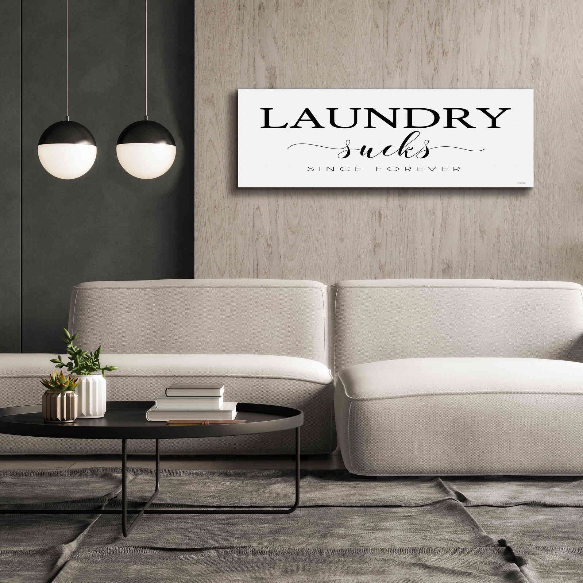 'Laundry Sucks' by Cindy Jacobs, Canvas Wall Art,60 x 20