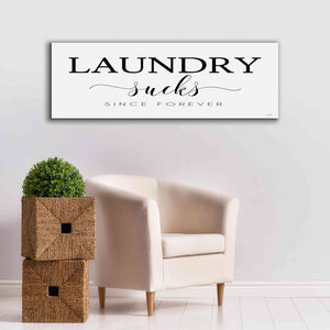 'Laundry Sucks' by Cindy Jacobs, Canvas Wall Art,60 x 20