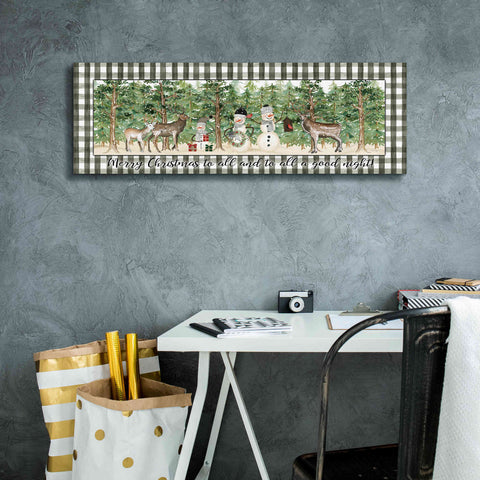 Image of 'Merry Christmas to All on Plaid' by Cindy Jacobs, Canvas Wall Art,36 x 12