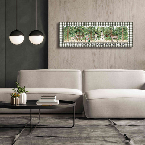 Image of 'Merry Christmas to All on Plaid' by Cindy Jacobs, Canvas Wall Art,60 x 20