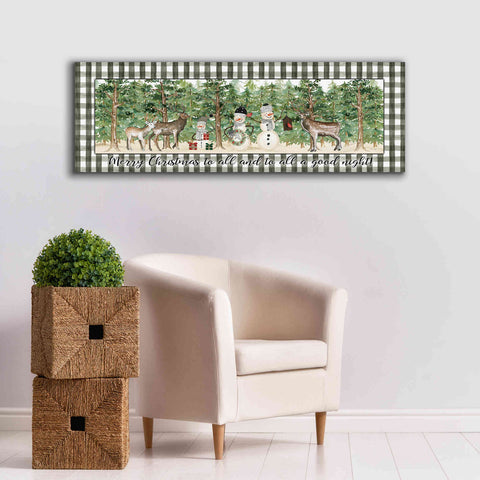 Image of 'Merry Christmas to All on Plaid' by Cindy Jacobs, Canvas Wall Art,60 x 20