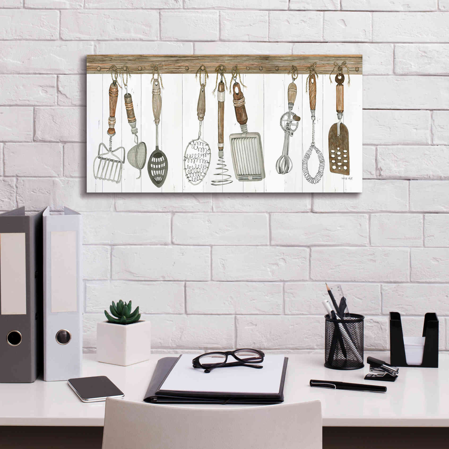 'Kitchen Tools' by Cindy Jacobs, Canvas Wall Art,24 x 12