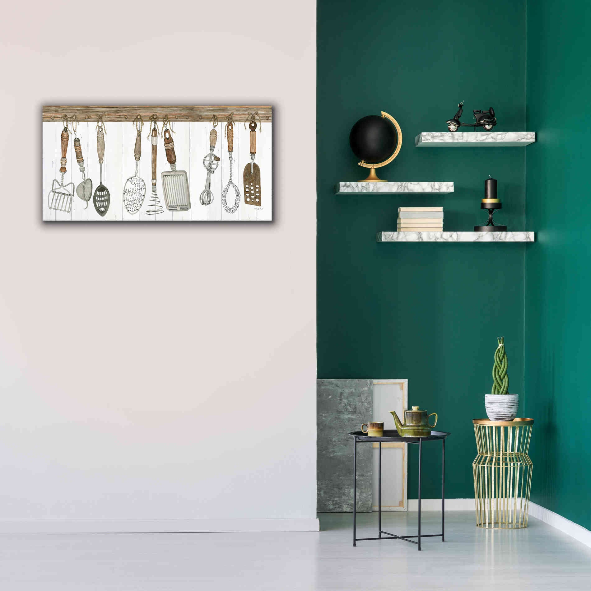 'Kitchen Tools' by Cindy Jacobs, Canvas Wall Art,40 x 20