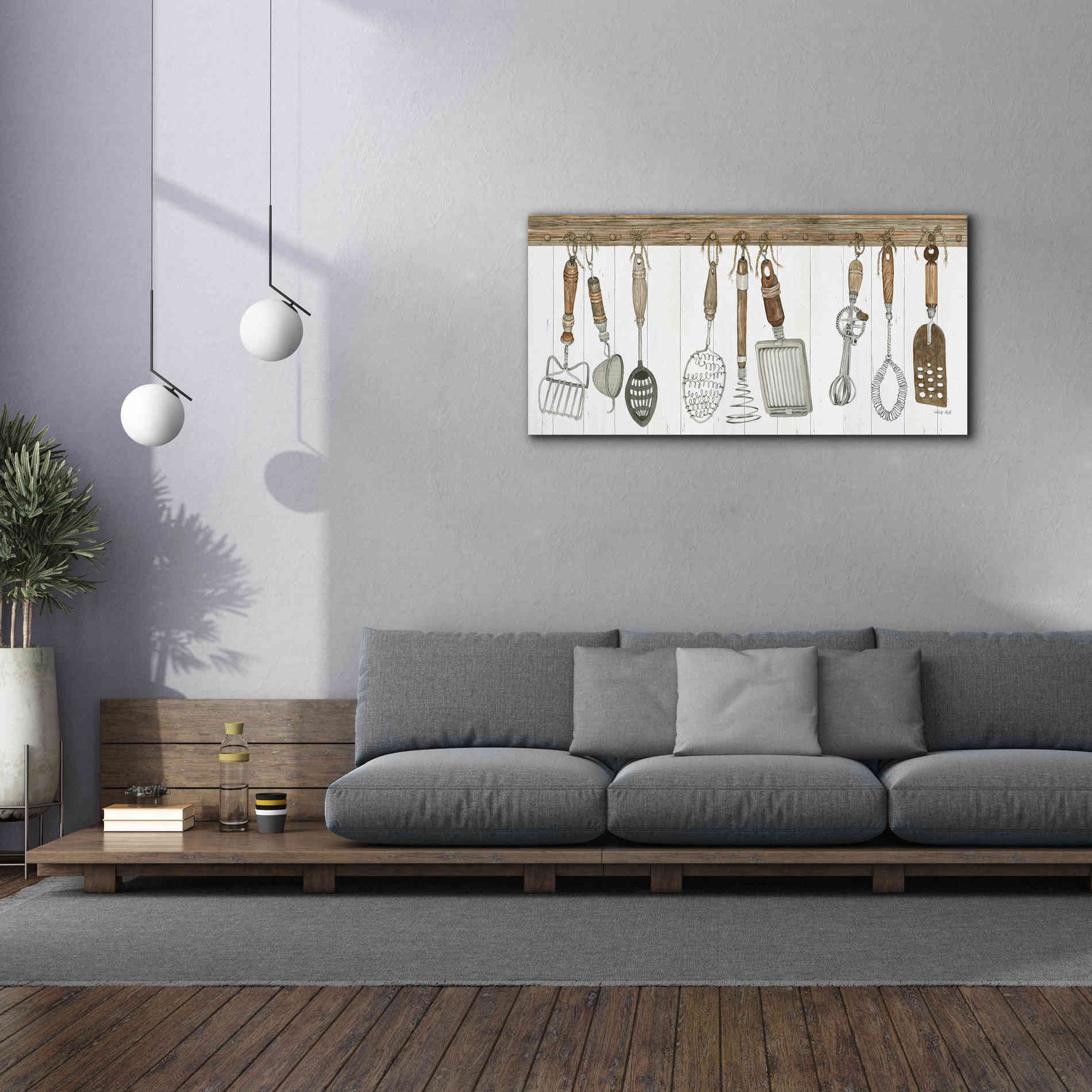 'Kitchen Tools' by Cindy Jacobs, Canvas Wall Art,60 x 30