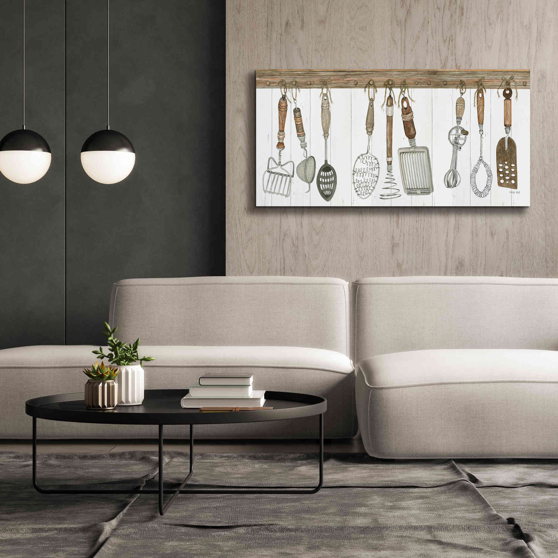 'Kitchen Tools' by Cindy Jacobs, Canvas Wall Art,60 x 30