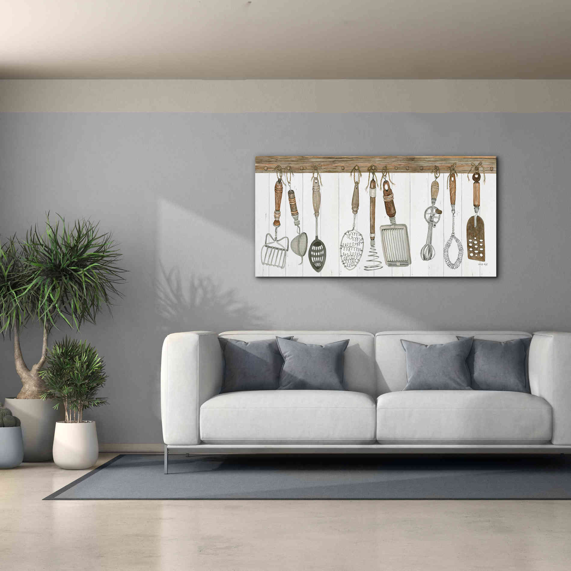 'Kitchen Tools' by Cindy Jacobs, Canvas Wall Art,60 x 30