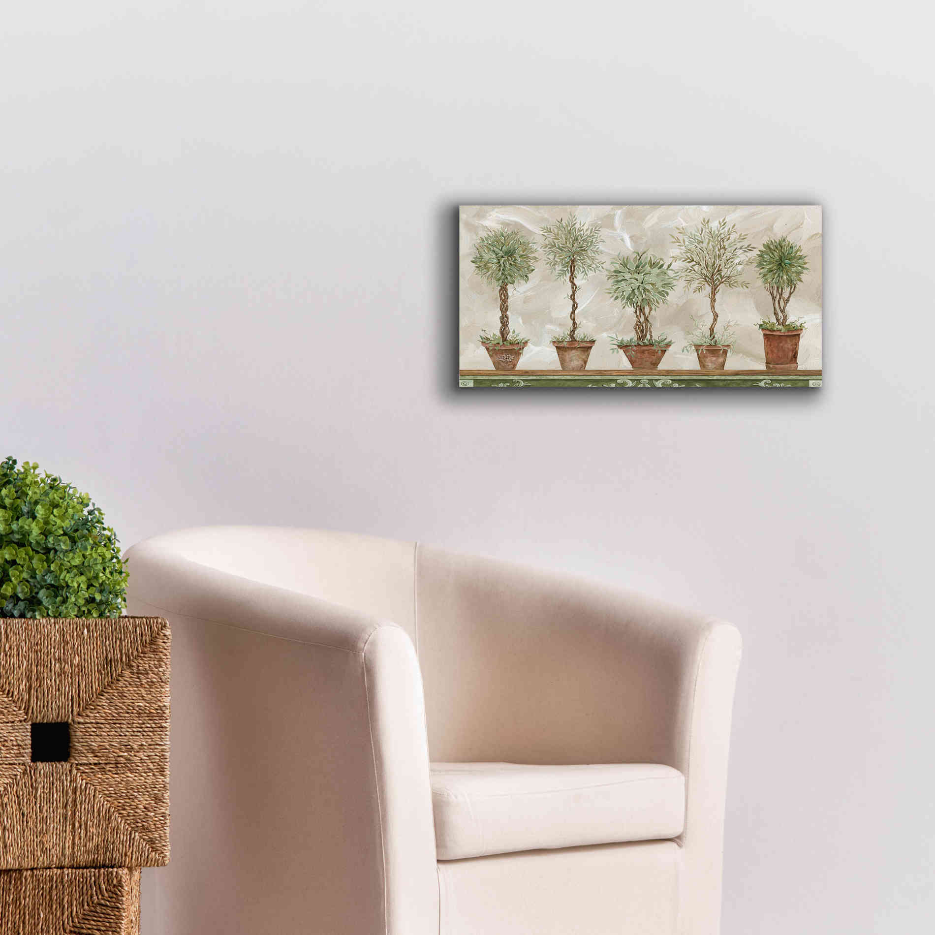 'Topiaries in a Row' by Cindy Jacobs, Canvas Wall Art,24 x 12