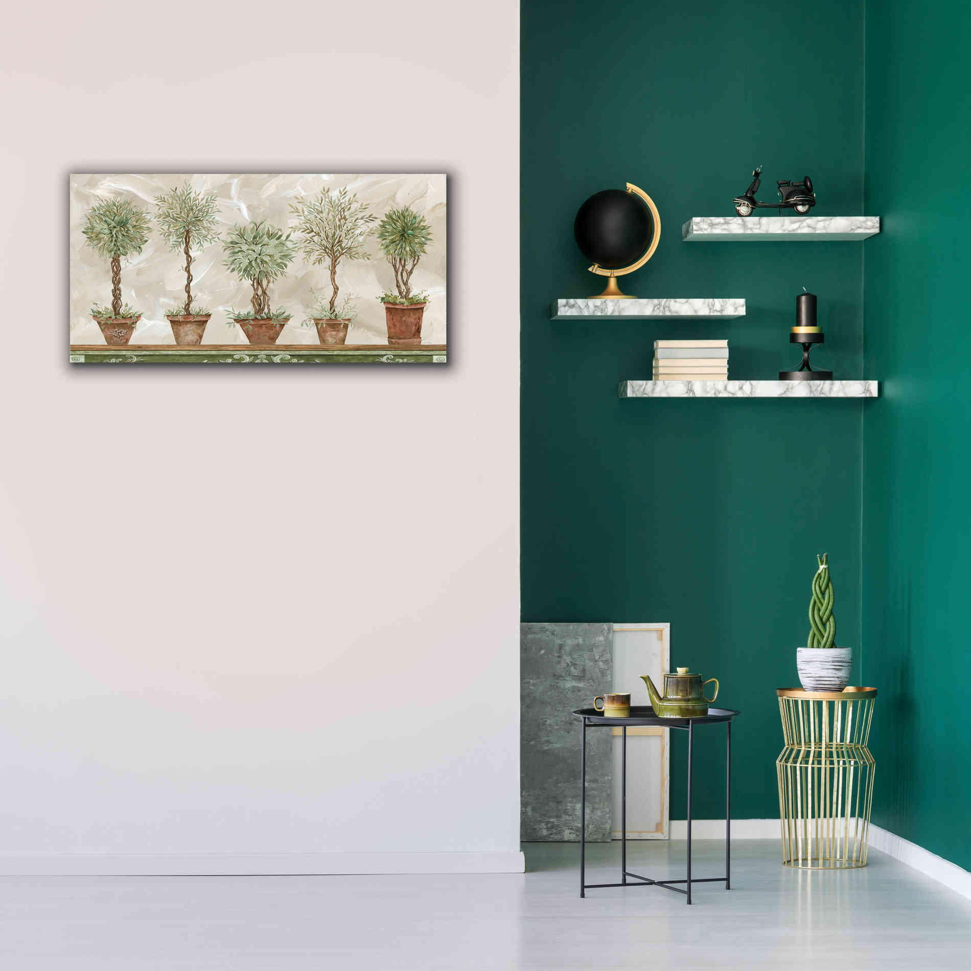 'Topiaries in a Row' by Cindy Jacobs, Canvas Wall Art,40 x 20