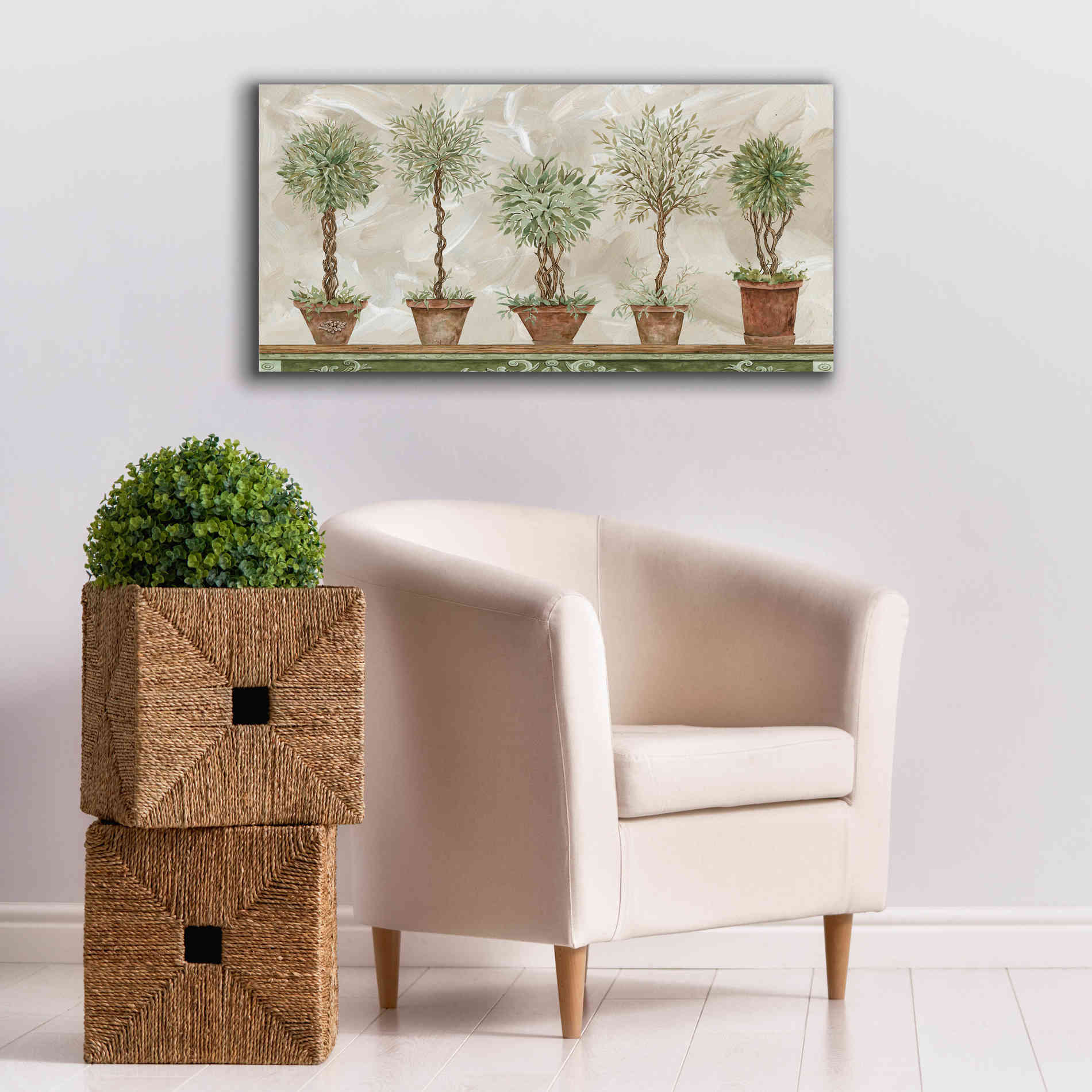 'Topiaries in a Row' by Cindy Jacobs, Canvas Wall Art,40 x 20