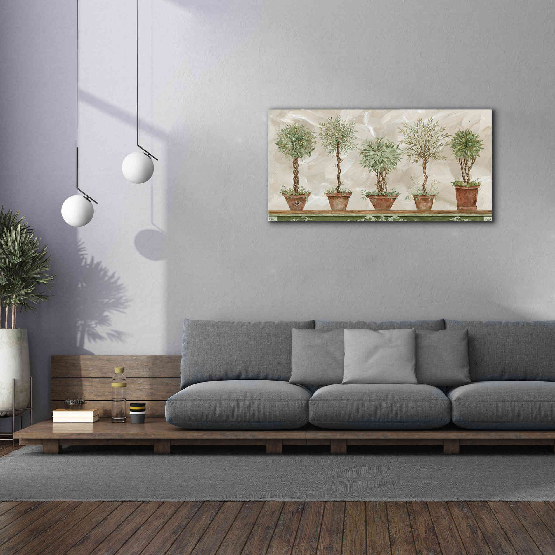 'Topiaries in a Row' by Cindy Jacobs, Canvas Wall Art,60 x 30