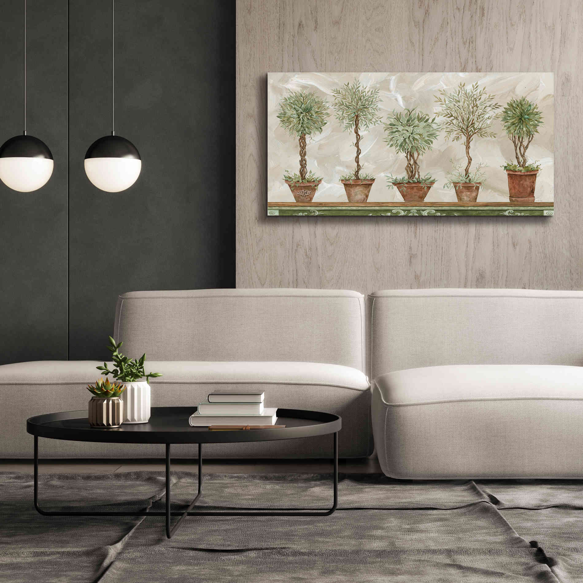 'Topiaries in a Row' by Cindy Jacobs, Canvas Wall Art,60 x 30