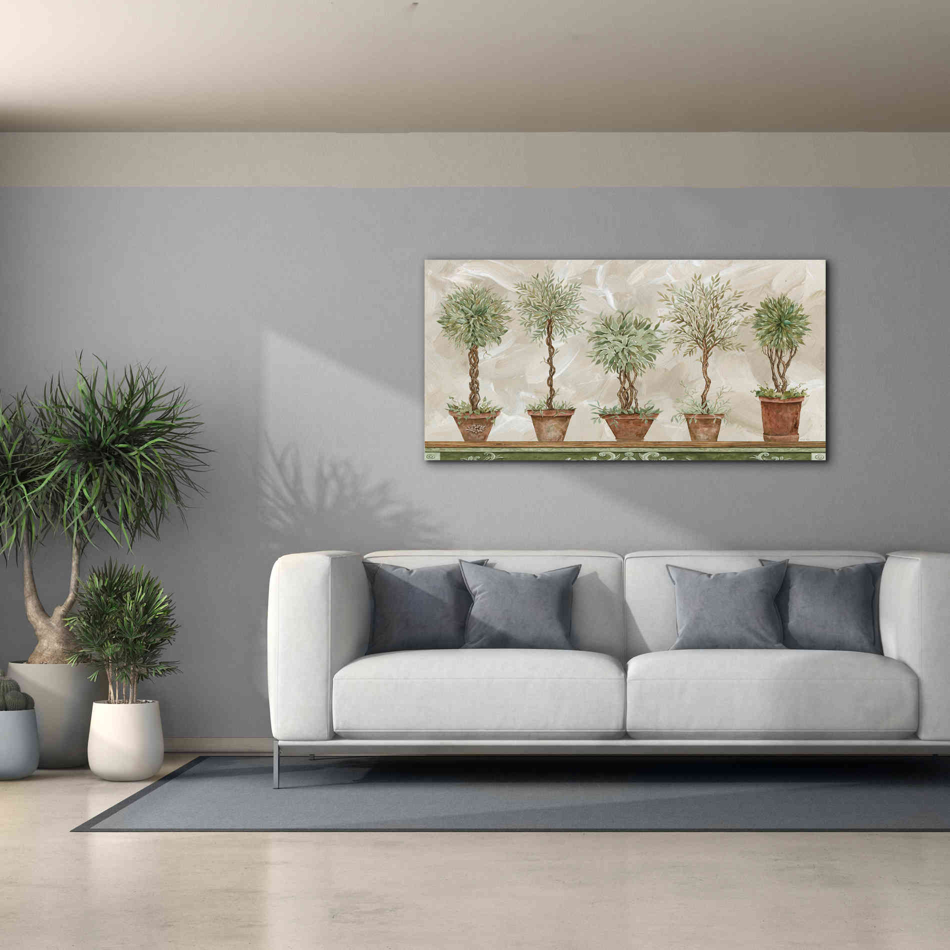 'Topiaries in a Row' by Cindy Jacobs, Canvas Wall Art,60 x 30