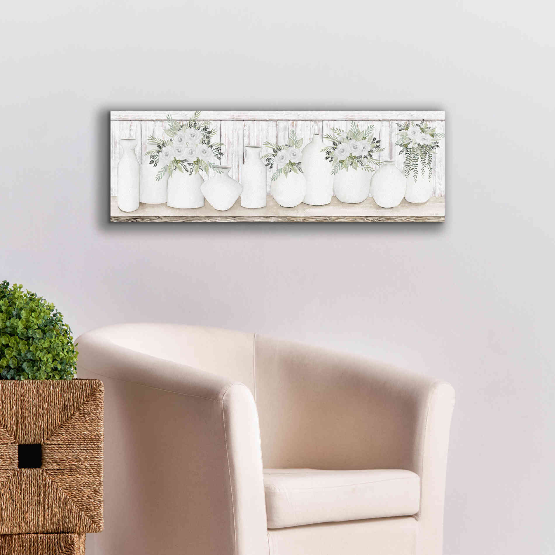 'White Simplicity' by Cindy Jacobs, Canvas Wall Art,36 x 12