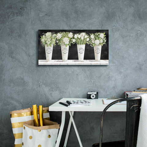 Image of 'White Flowers Still Life II' by Cindy Jacobs, Canvas Wall Art,24 x 12