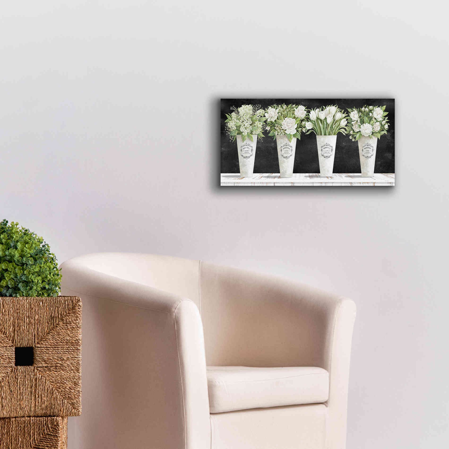 'White Flowers Still Life II' by Cindy Jacobs, Canvas Wall Art,24 x 12