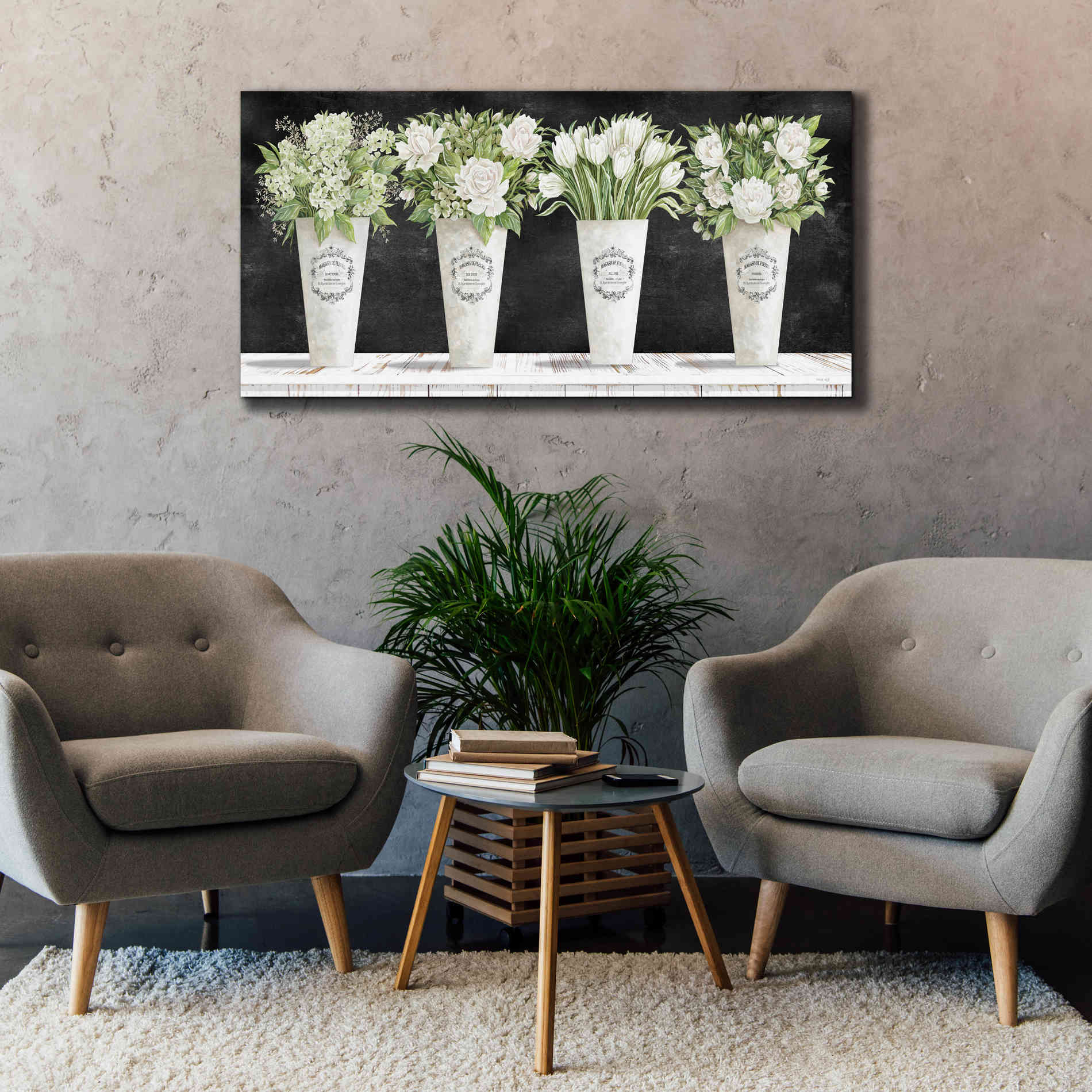 'White Flowers Still Life II' by Cindy Jacobs, Canvas Wall Art,60 x 30