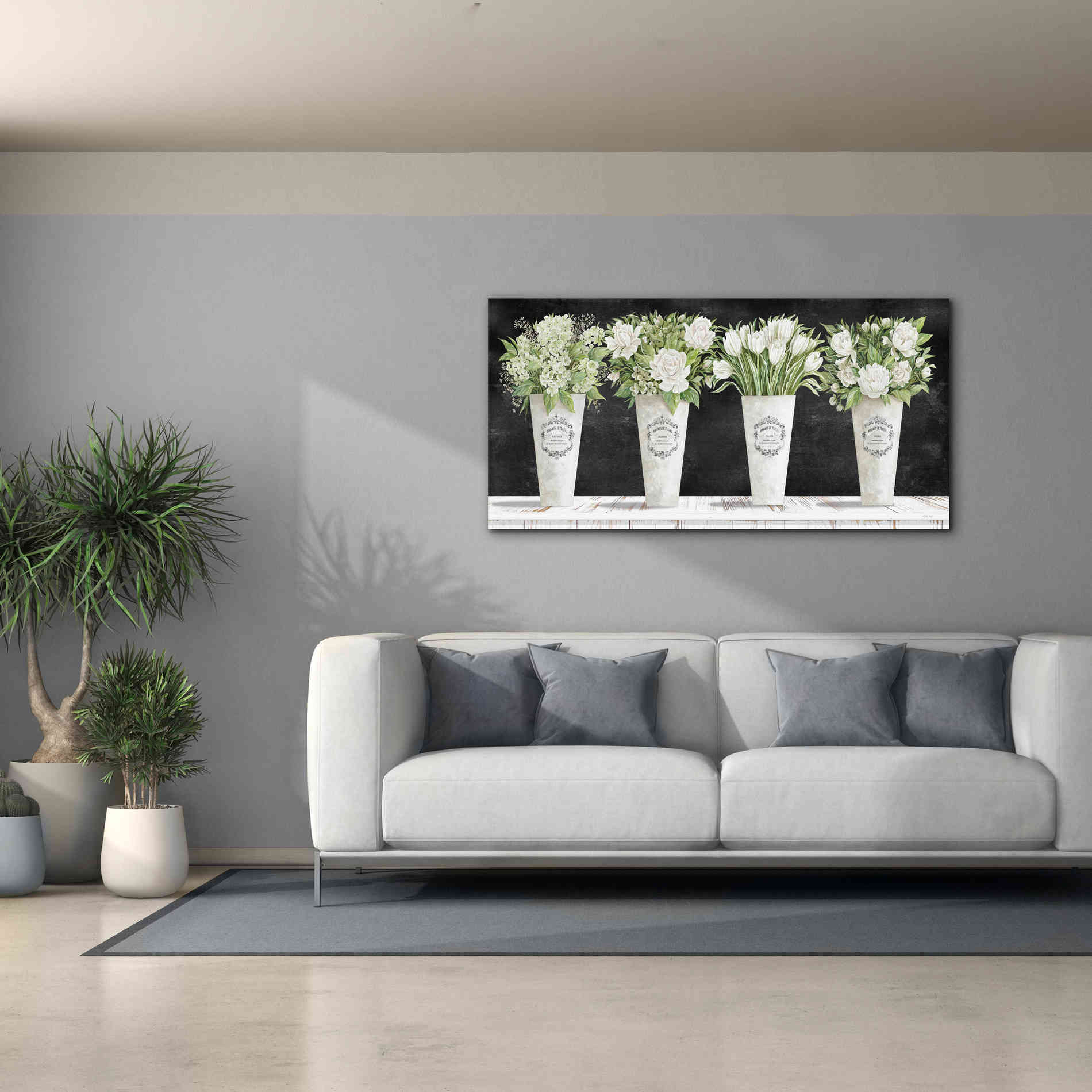 'White Flowers Still Life II' by Cindy Jacobs, Canvas Wall Art,60 x 30