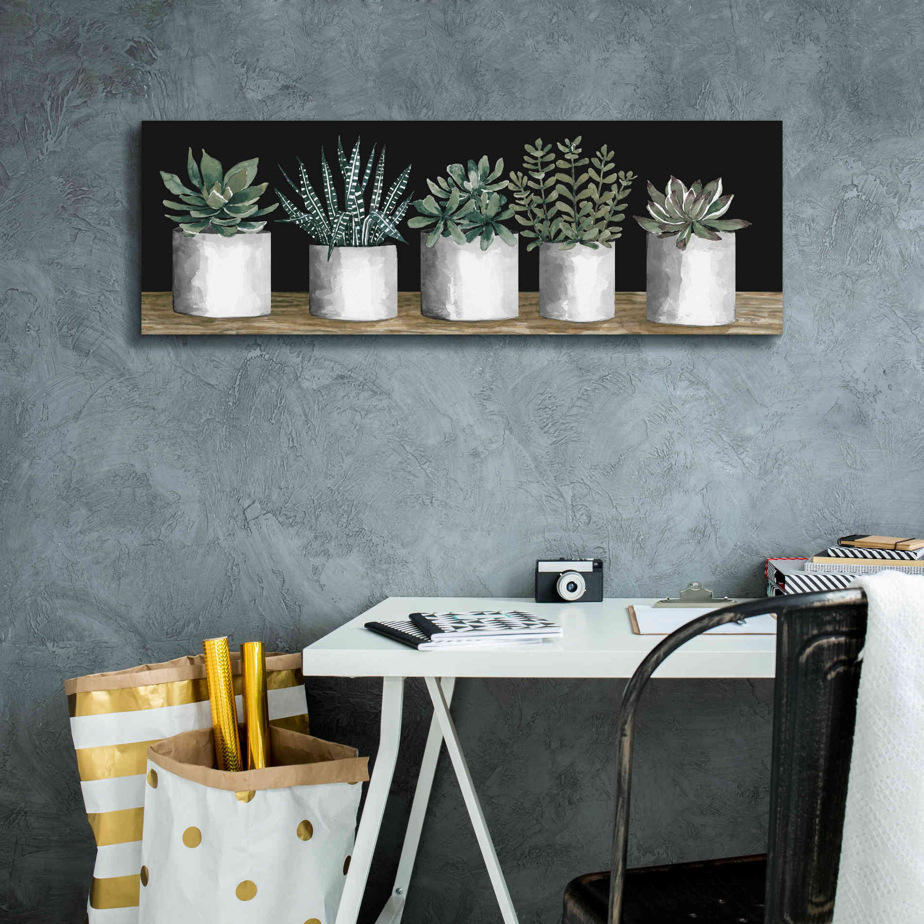 'Succulent Row' by Cindy Jacobs, Canvas Wall Art,36 x 12