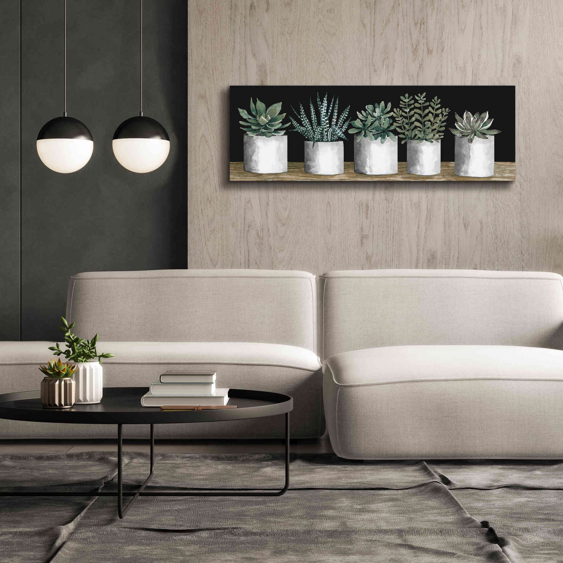 'Succulent Row' by Cindy Jacobs, Canvas Wall Art,60 x 20