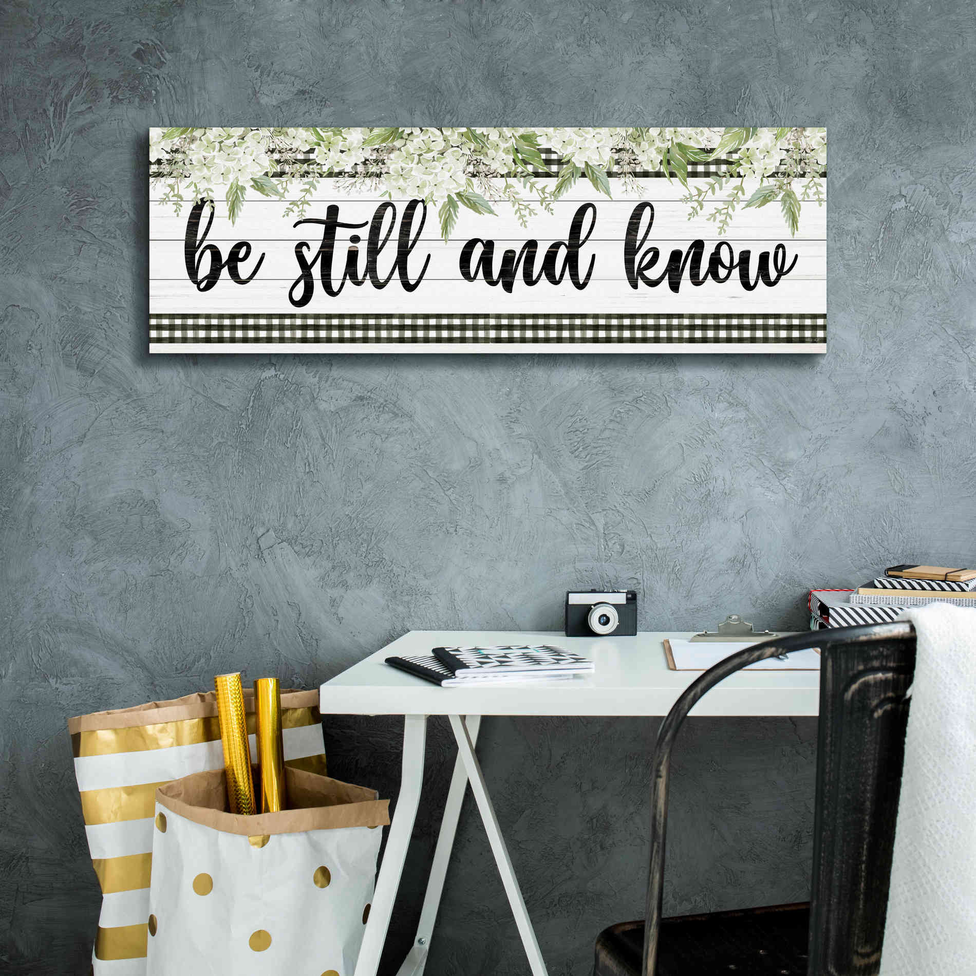 'Be Still & Know' by Cindy Jacobs, Canvas Wall Art,36 x 12