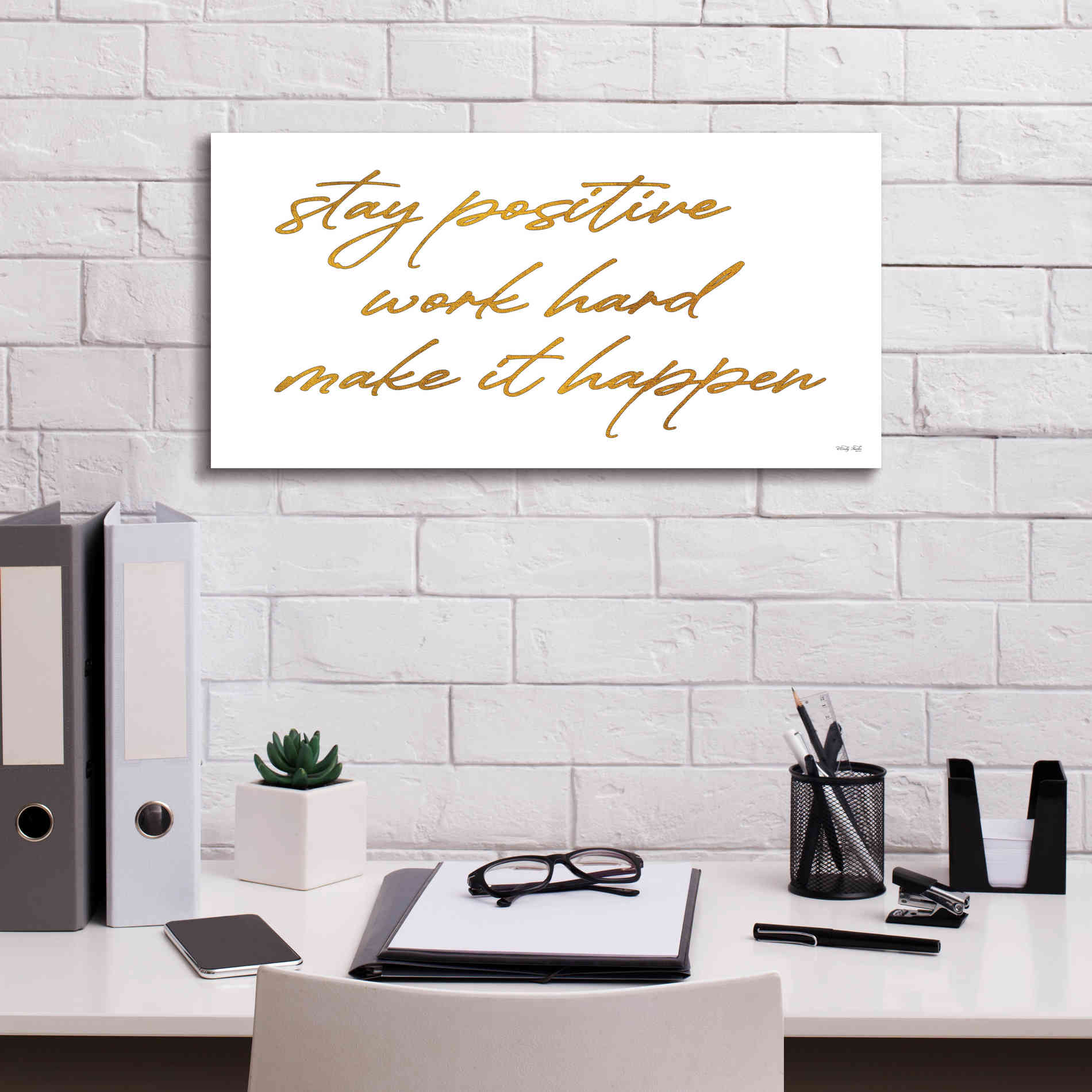 'Stay Positive' by Cindy Jacobs, Canvas Wall Art,24 x 12