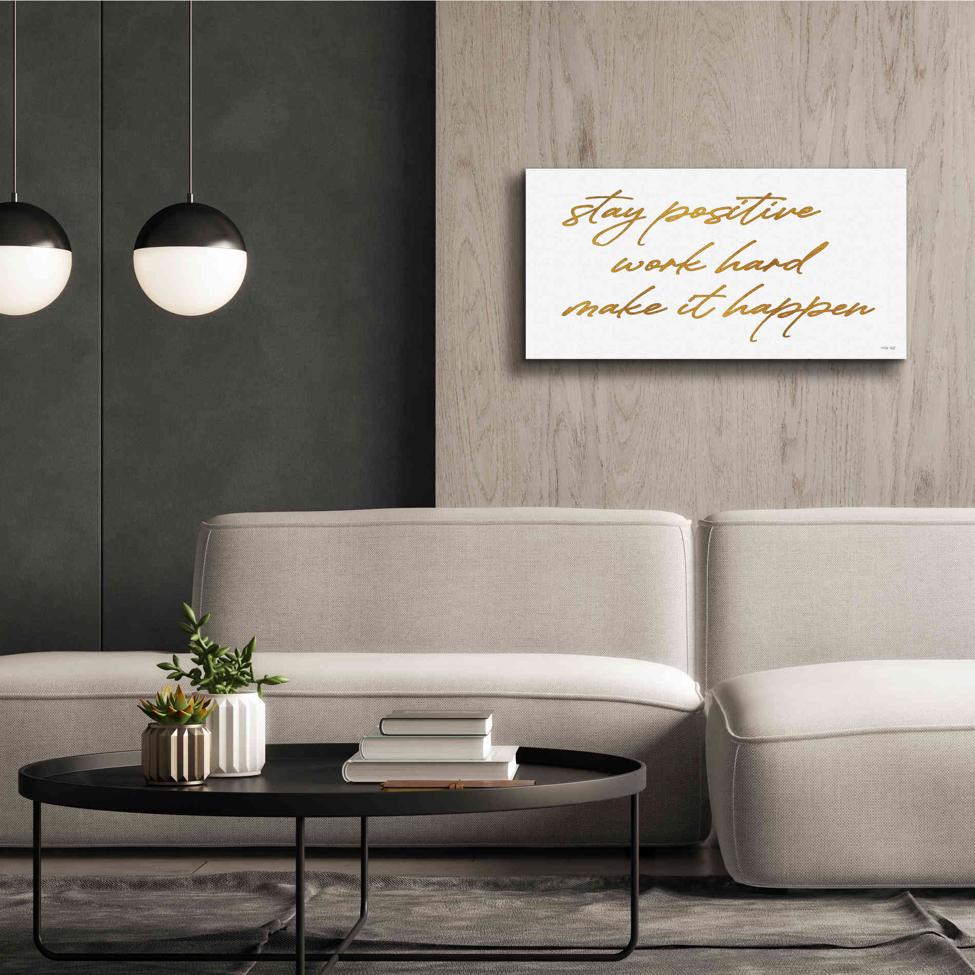'Stay Positive' by Cindy Jacobs, Canvas Wall Art,40 x 20