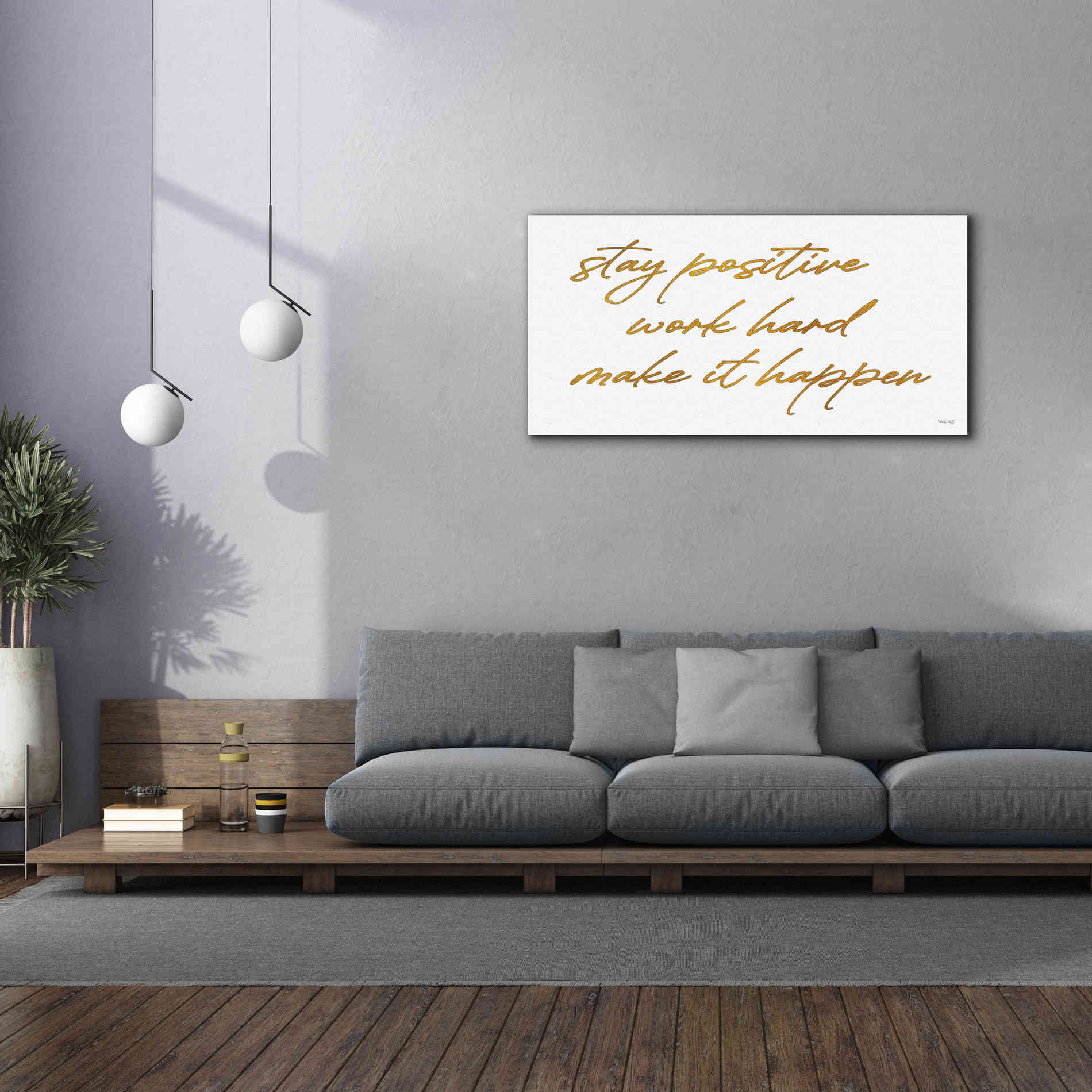 'Stay Positive' by Cindy Jacobs, Canvas Wall Art,60 x 30