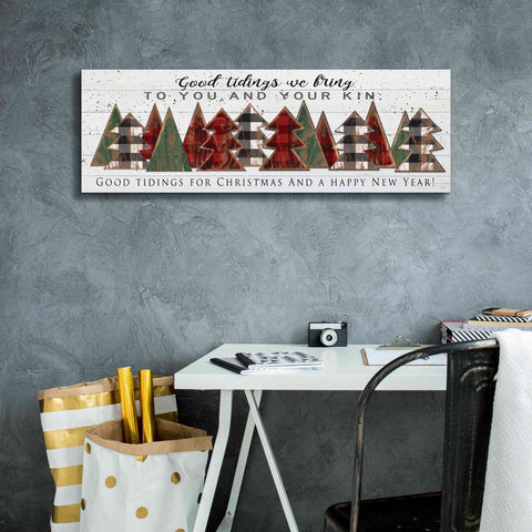 Image of 'Good Tidings Plaid Trees' by Cindy Jacobs, Canvas Wall Art,36 x 12