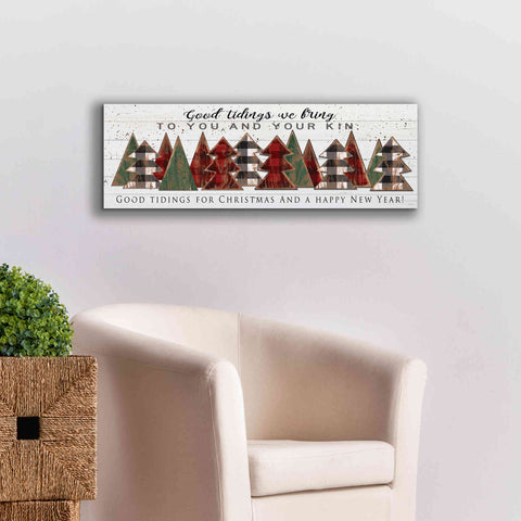 Image of 'Good Tidings Plaid Trees' by Cindy Jacobs, Canvas Wall Art,36 x 12