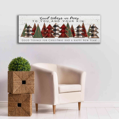 Image of 'Good Tidings Plaid Trees' by Cindy Jacobs, Canvas Wall Art,60 x 20