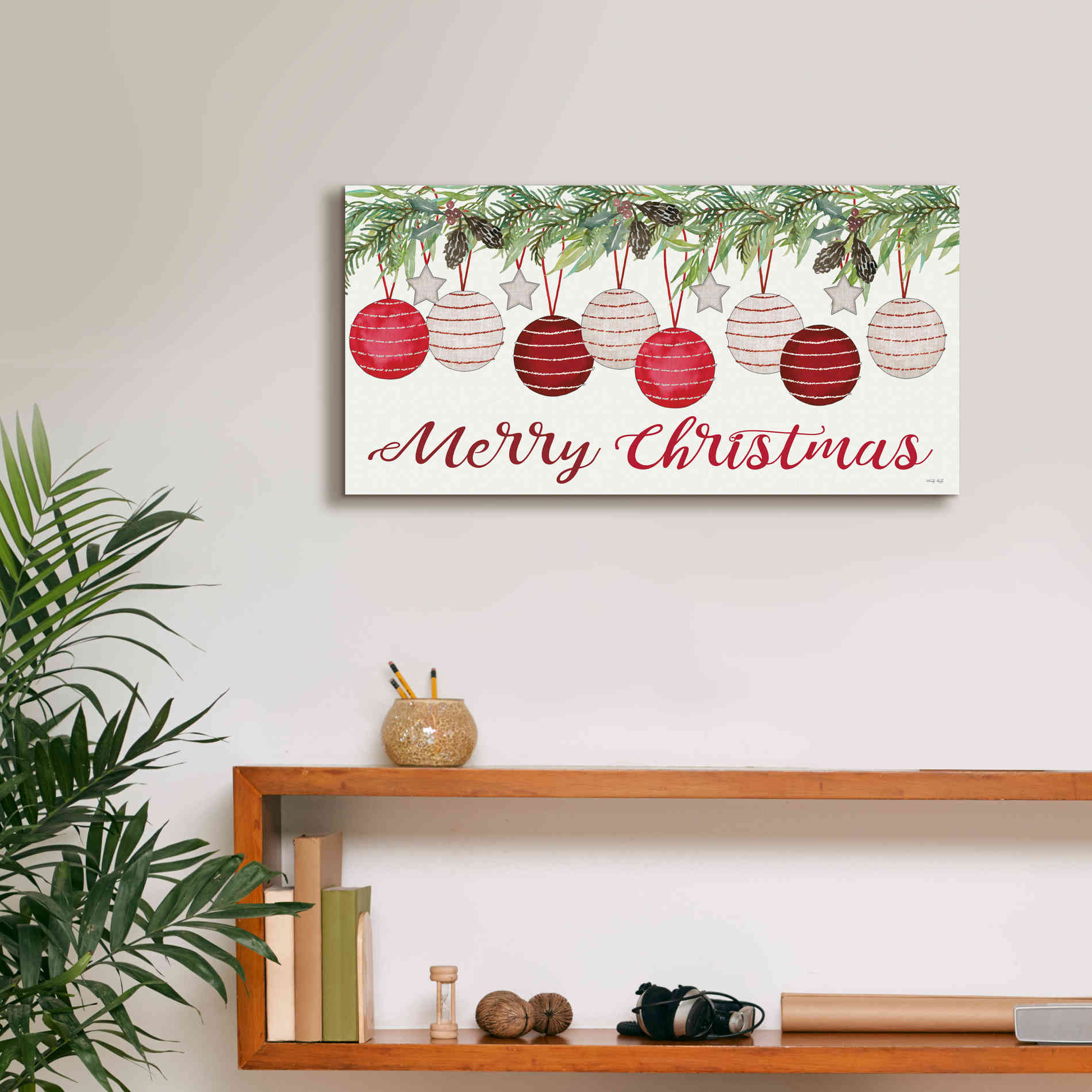 'Merry Christmas Ornaments' by Cindy Jacobs, Canvas Wall Art,24 x 12