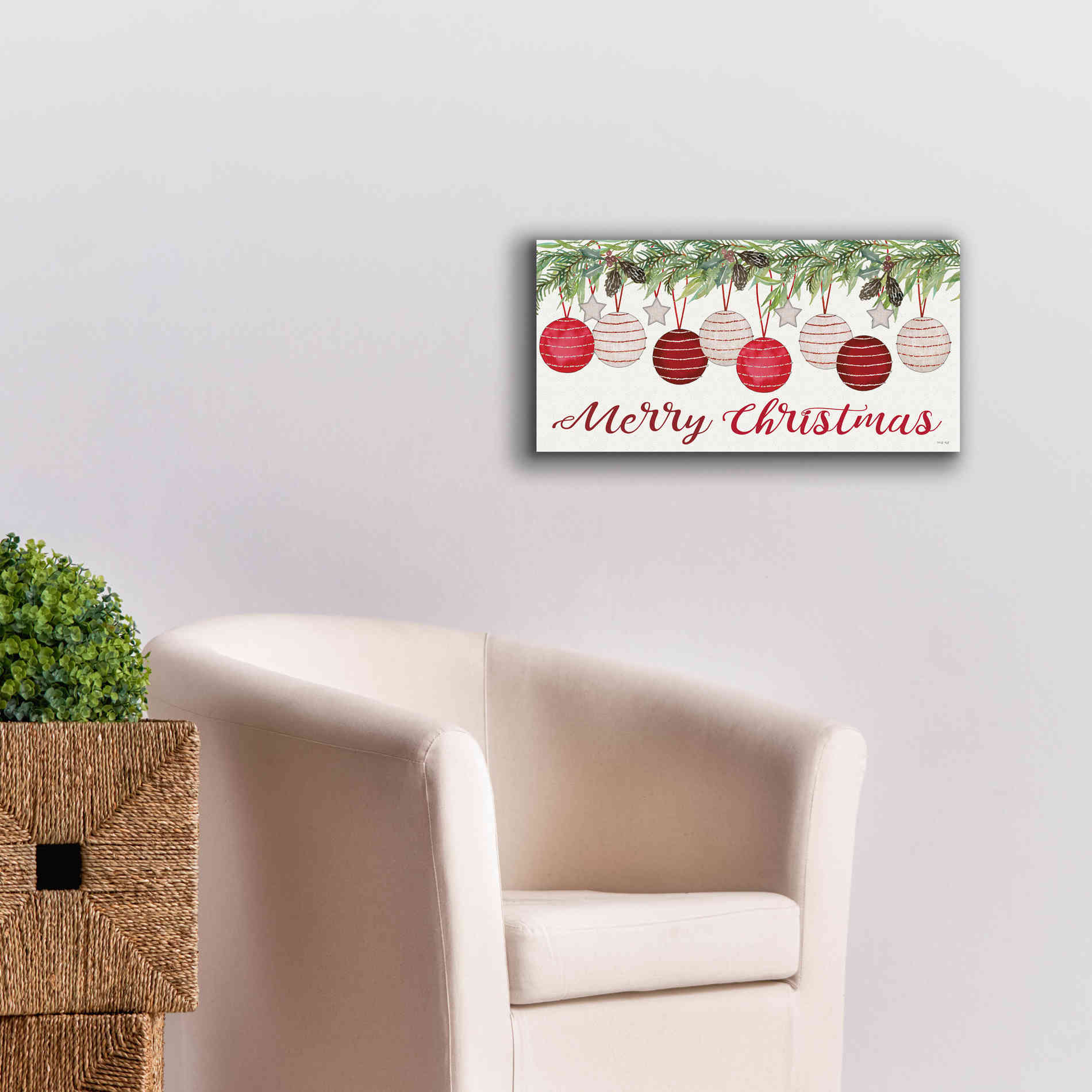 'Merry Christmas Ornaments' by Cindy Jacobs, Canvas Wall Art,24 x 12