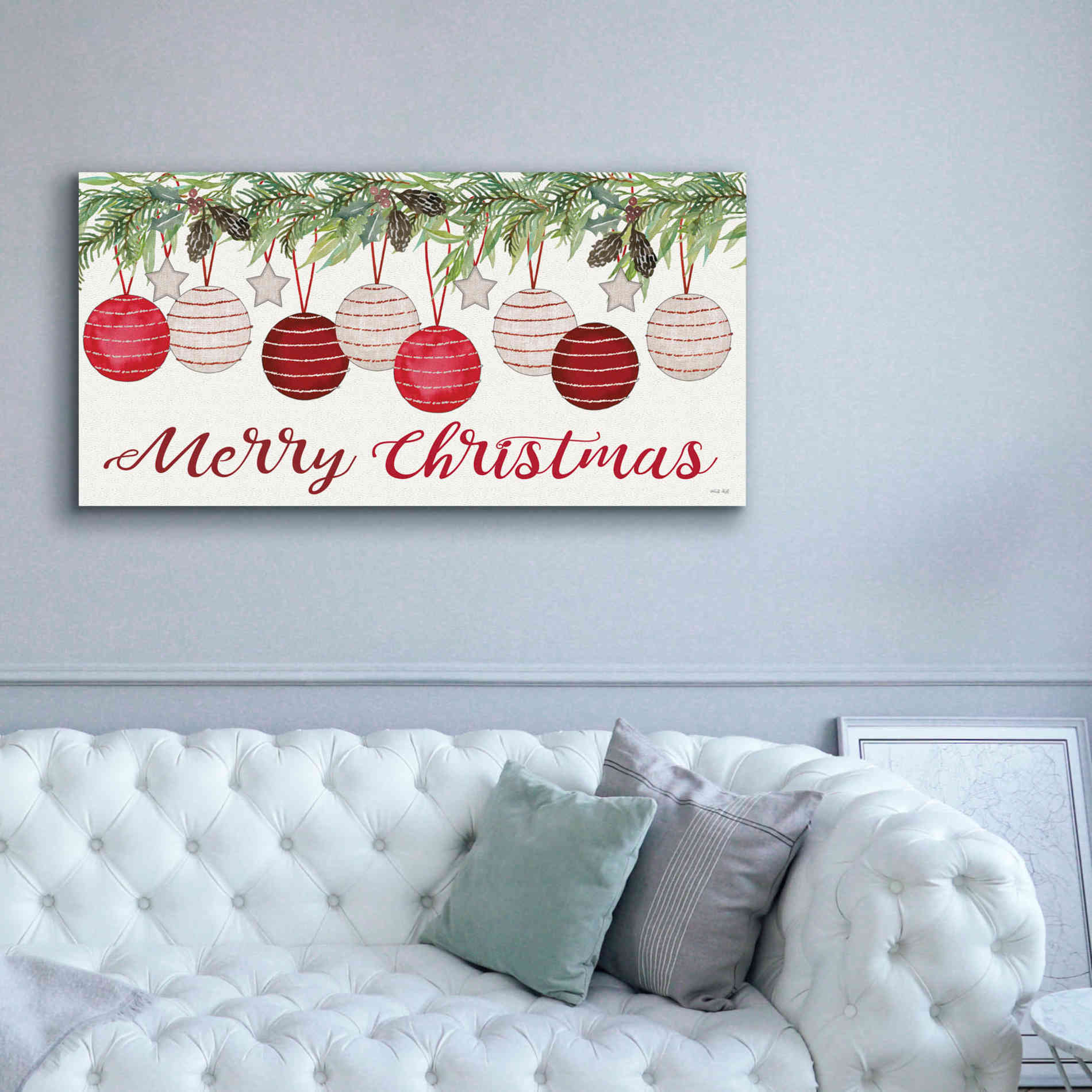 'Merry Christmas Ornaments' by Cindy Jacobs, Canvas Wall Art,60 x 30