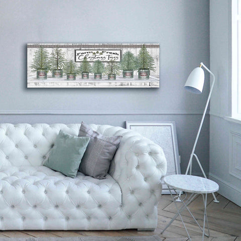 Image of 'Galvanized Pots White Christmas Trees I' by Cindy Jacobs, Canvas Wall Art,60 x 20