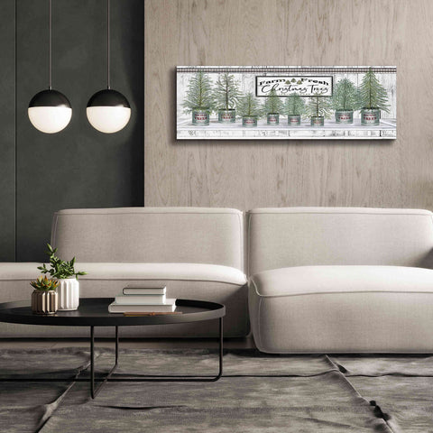 Image of 'Galvanized Pots White Christmas Trees I' by Cindy Jacobs, Canvas Wall Art,60 x 20