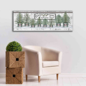 'Galvanized Pots White Christmas Trees I' by Cindy Jacobs, Canvas Wall Art,60 x 20