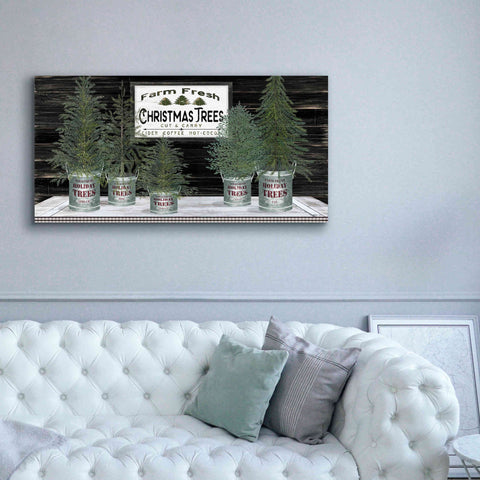 Image of 'Galvanized Pots Christmas Trees II' by Cindy Jacobs, Canvas Wall Art,60 x 30