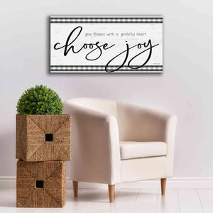 'Choose Joy Plaid' by Cindy Jacobs, Canvas Wall Art,40 x 20