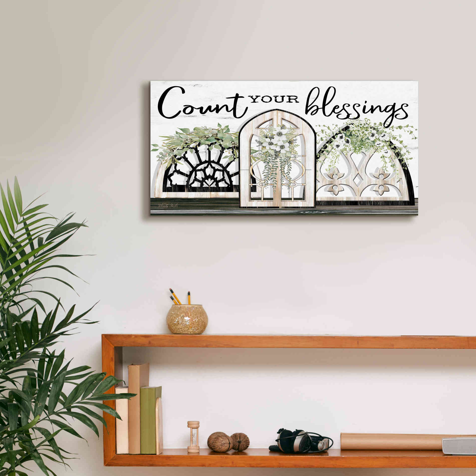 'Count Your Blessings' by Cindy Jacobs, Canvas Wall Art,24 x 12