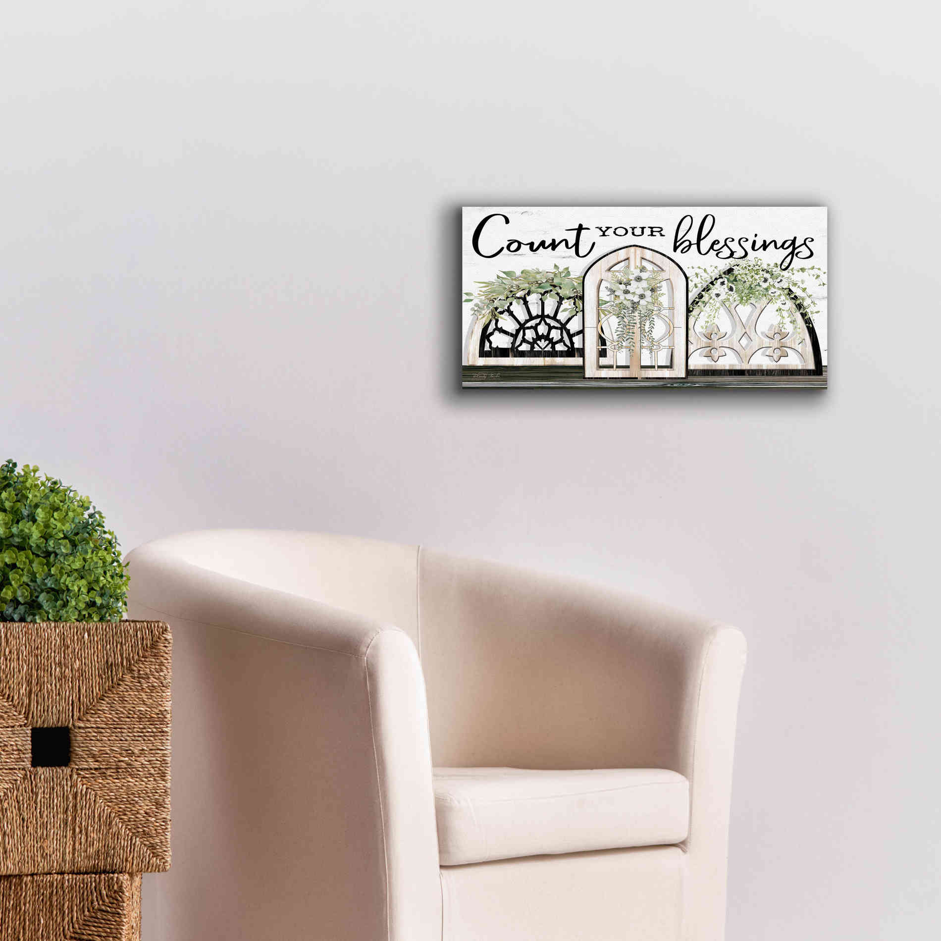 'Count Your Blessings' by Cindy Jacobs, Canvas Wall Art,24 x 12