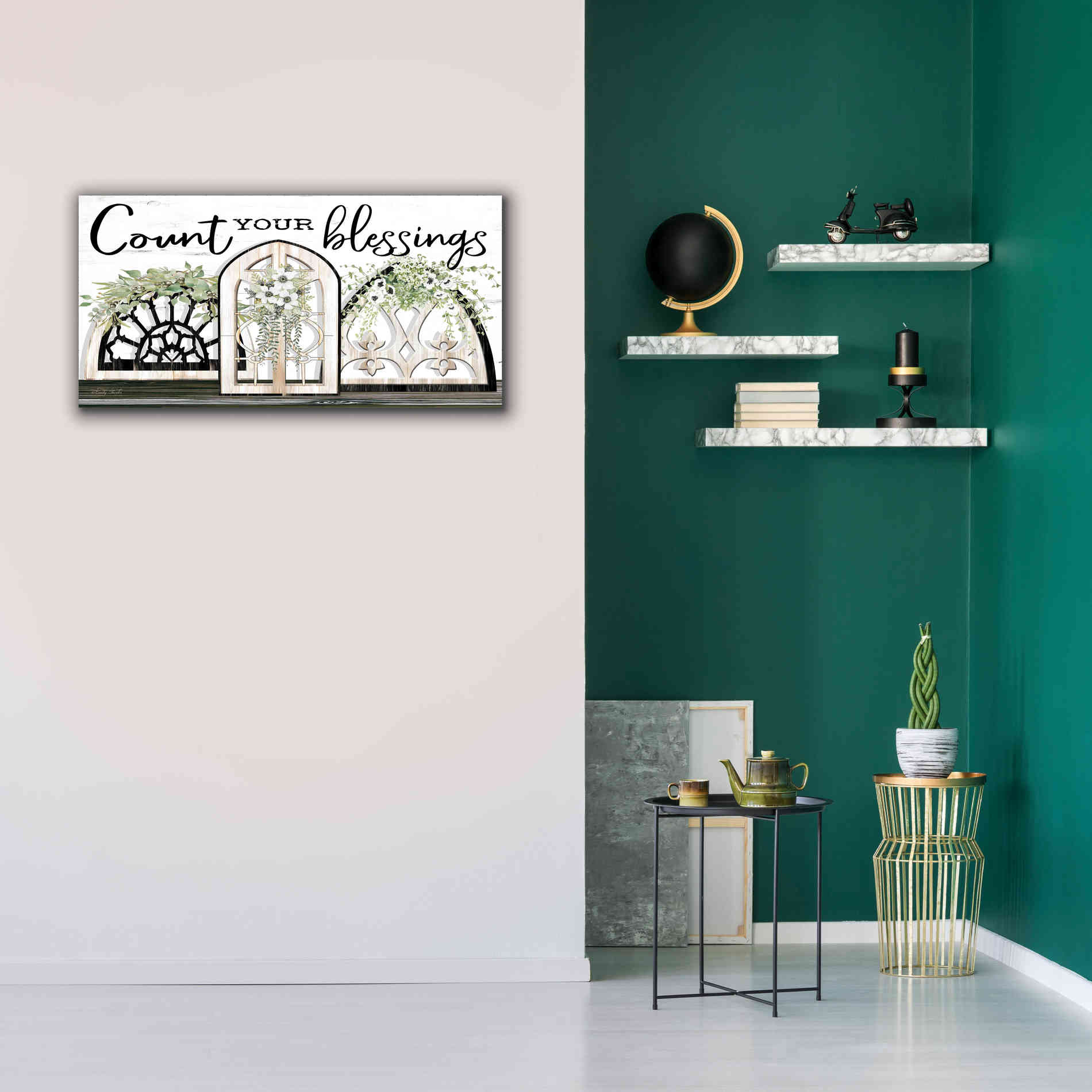 'Count Your Blessings' by Cindy Jacobs, Canvas Wall Art,40 x 20