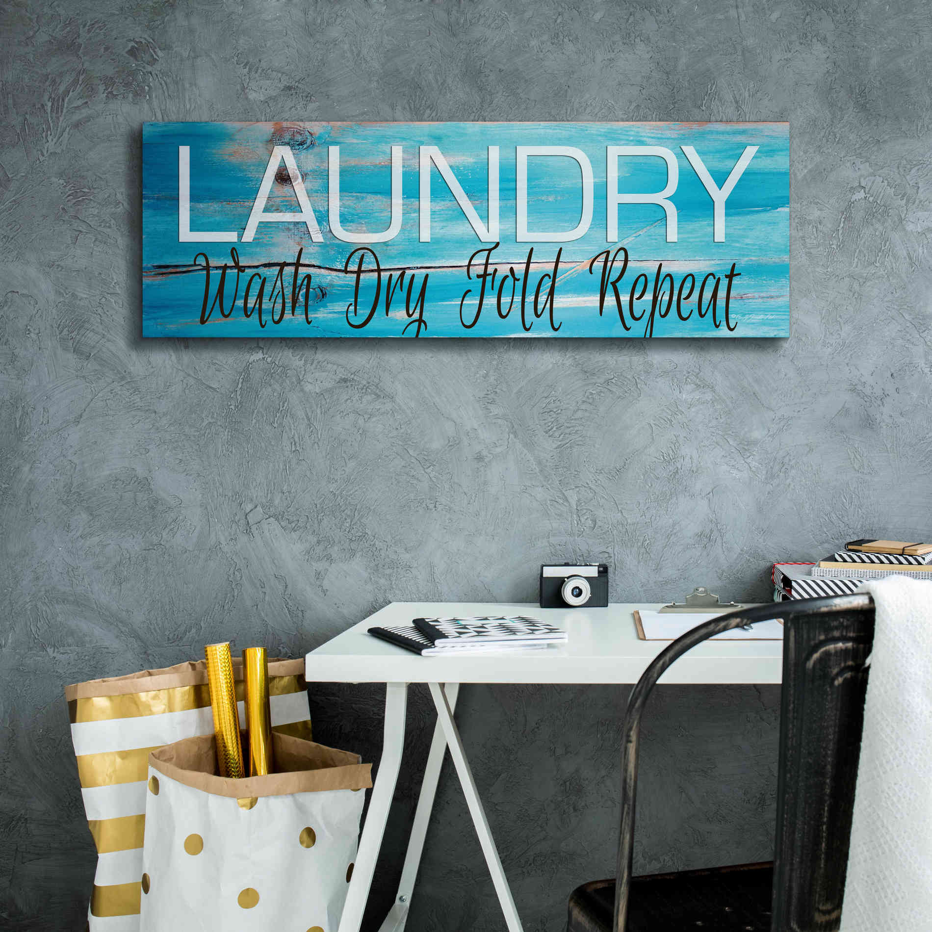 'Laundry - Wash, Dry, Fold, Repeat 2' by Cindy Jacobs, Canvas Wall Art,36 x 12
