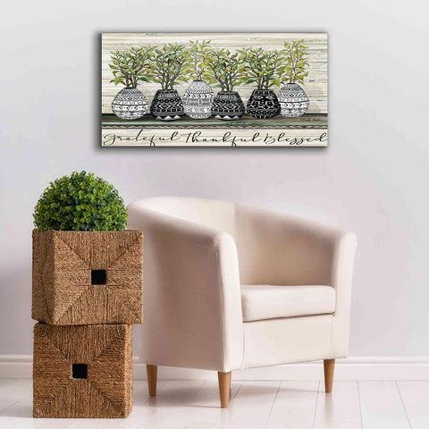 Image of 'Grateful Mud Cloth Vase' by Cindy Jacobs, Canvas Wall Art,40 x 20